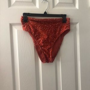 Burnt Orange and White Polka Dot High Waisted Bikini Bottoms